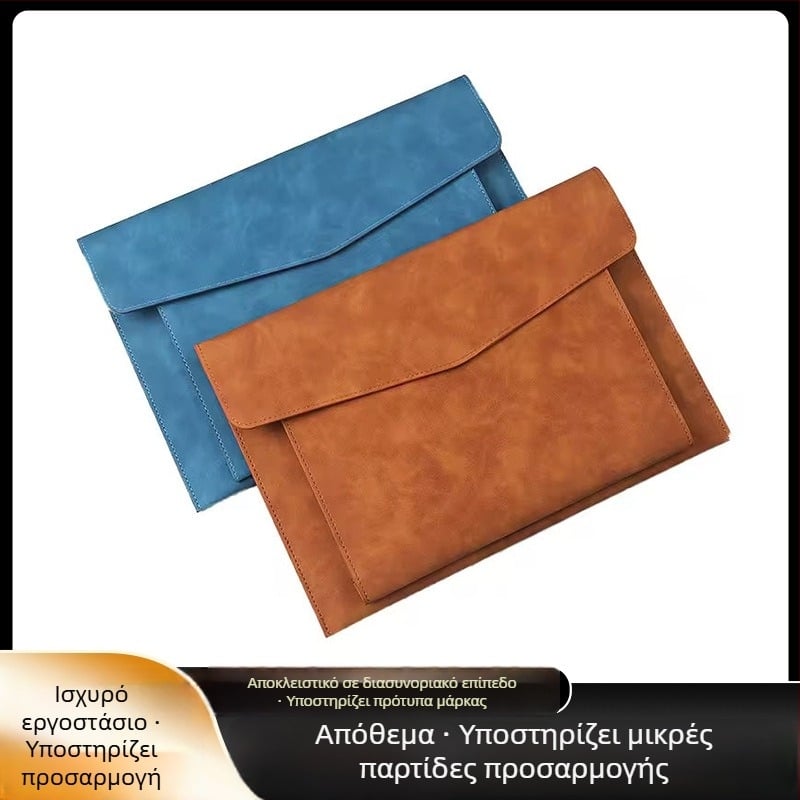 Ino PU Δέρμα Αρχείων Φάκελος, Μεγάλη Χωρητικότητα για Αποθήκευση Εγγράφων και Συμβάσεων, Κλείσιμο τύπου snap, Ορθογώνιο Σχήμα