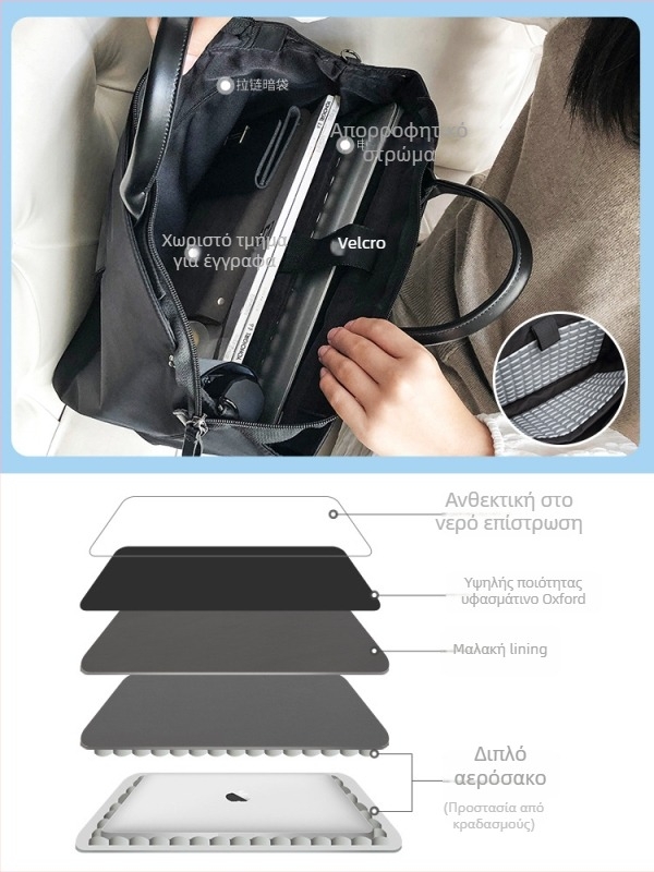 Xinhuada γυναικεία τσάντα φορητού υπολογιστή, μεγάλης χωρητικότητας, αδιάβροχη, ανθεκτική στη φθορά, αντικραδασμική, μειώνει το φορτίο, Oxford ύφασμα