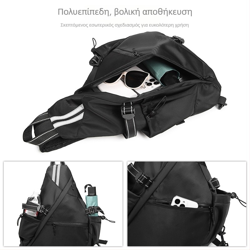 Ανδρική crossbody τσάντα για αναψυχή – Αδιάβροχο Oxford ύφασμα, επένδυση πολυεστέρα