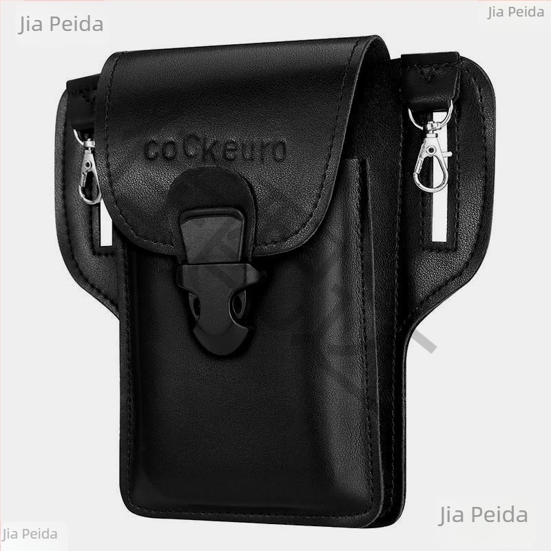 Ανδρική ζώνη τσάντα με κάθετη θήκη για κινητό και πολυλειτουργικά διαμερίσματα (Υλικό PU; Εσωτερική επένδυση από δέρμα βοδιού; Άνοιξη 2024; Άνδρας)