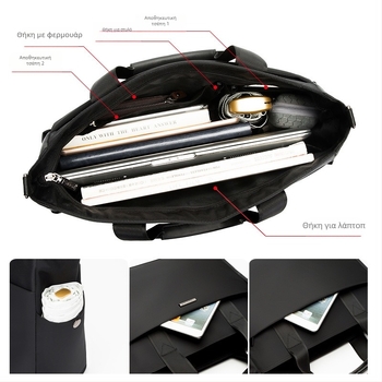 337 Ανδρική επαγγελματική τσάντα για έγγραφα, από Oxford ύφασμα, με φερμουάρ, επιχειρηματικό στυλ