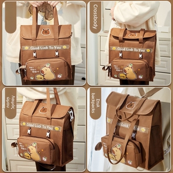 Crossbody σακίδιο για μαθητές δημοτικού — καμβάς με καρτούν σχέδιο και φερμουάρ