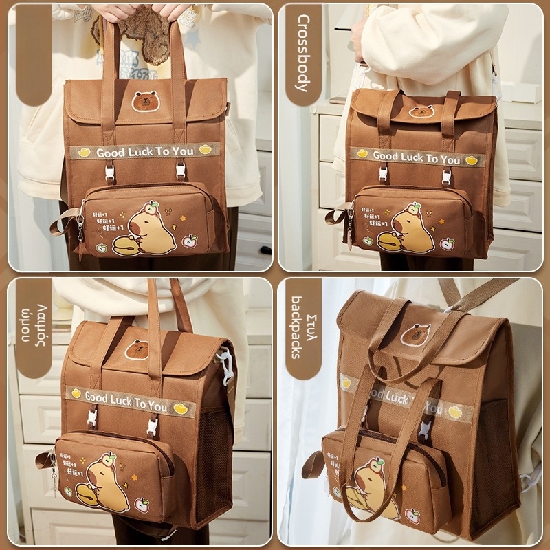 Crossbody σακίδιο για μαθητές δημοτικού — καμβάς με καρτούν σχέδιο και φερμουάρ