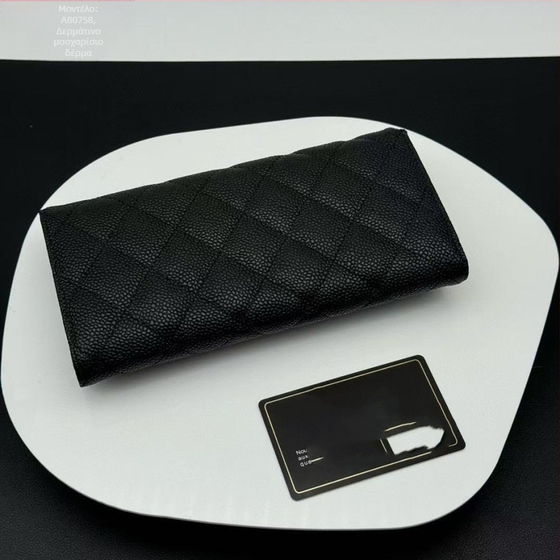 Πορτοφόλι από γνήσιο δέρμα, μακρύ με διπλό σχέδιο, δέρμα πρώτου στρώματος, πολυεστερική επένδυση