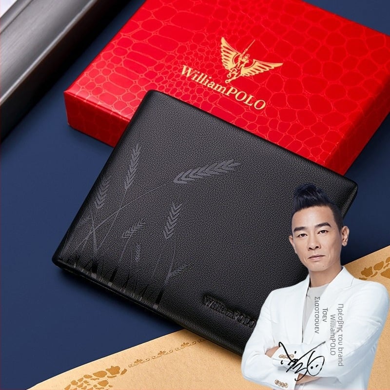 Ανδρικό πορτοφόλι από γνήσιο δέρμα – μικρό στυλ, πρώτο στρώμα βοδινού δέρματος, δύο πτυχώσεις, αντι-κλοπή, επένδυση πολυεστέρα (Γνήσιο δέρμα; Πρώτο στρώμα βοδινού δέρματος; Δύο πτυχώσεις; Πολυεστέρα επένδυση; Αντι-κλοπή)