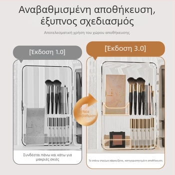 Κουτί αποθήκευσης καλλυντικών με οργανωτή κραγιόν για επιφάνεια γραφείου – ελαφρύς πολυτελής στυλ, μεγάλη χωρητικότητα, πλαστική κατασκευή, προστασία από σκόνη, δυνατότητα εξατομίκευσης