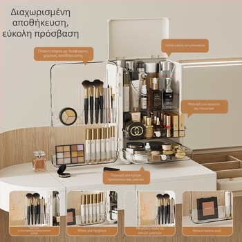 Κουτί αποθήκευσης καλλυντικών με οργανωτή κραγιόν για επιφάνεια γραφείου – ελαφρύς πολυτελής στυλ, μεγάλη χωρητικότητα, πλαστική κατασκευή, προστασία από σκόνη, δυνατότητα εξατομίκευσης