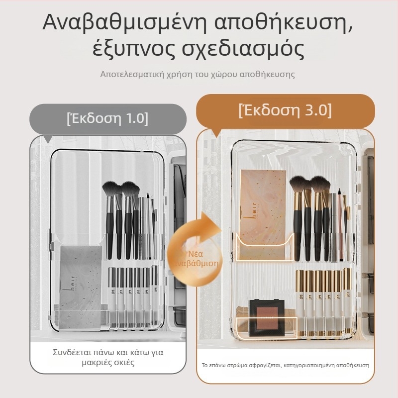 Κουτί αποθήκευσης καλλυντικών με οργανωτή κραγιόν για επιφάνεια γραφείου – ελαφρύς πολυτελής στυλ, μεγάλη χωρητικότητα, πλαστική κατασκευή, προστασία από σκόνη, δυνατότητα εξατομίκευσης