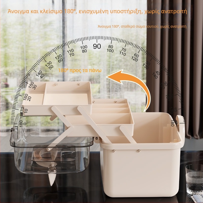 Kamiji Πολυλειτουργική επιτραπέζια θήκη αποθήκευσης, μεγάλη χωρητικότητα, για μανικιούρ, καλλυντικά και ράψιμο, πολυπροπυλένιο, Nordic στυλ