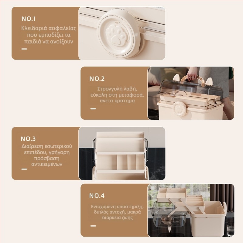 Kamiji Πολυλειτουργική επιτραπέζια θήκη αποθήκευσης, μεγάλη χωρητικότητα, για μανικιούρ, καλλυντικά και ράψιμο, πολυπροπυλένιο, Nordic στυλ