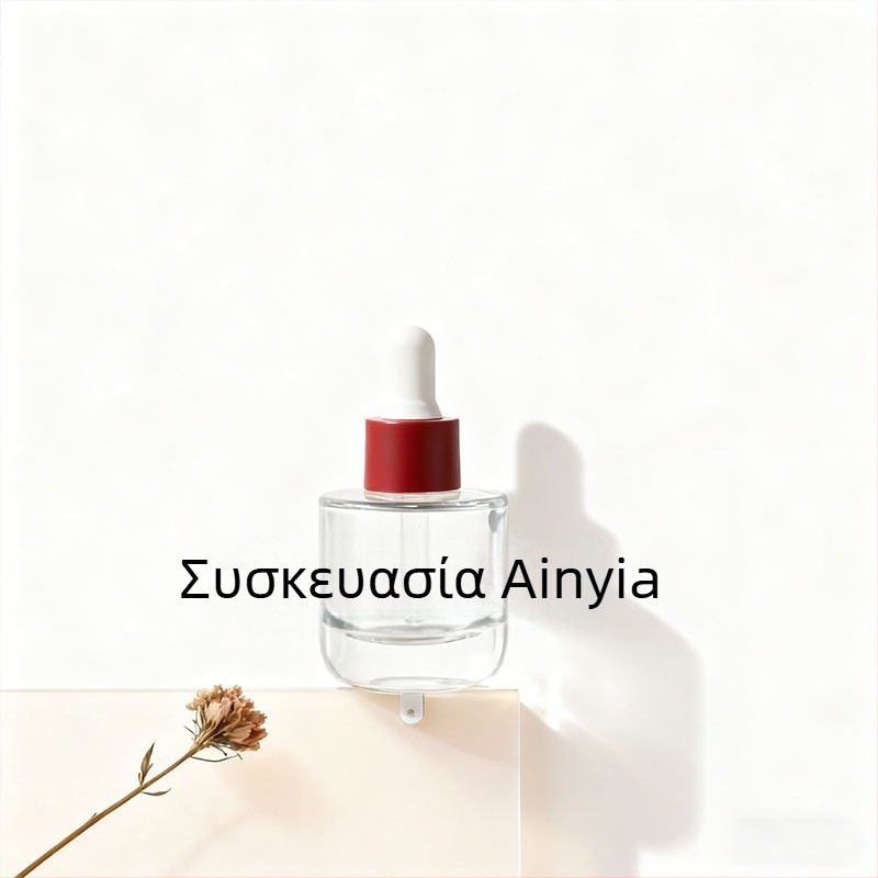 Μπουκάλι σταγονόμετρο από φυσητό γυαλί με κυλινδρικό επίπεδο ώμο για αιθέριο έλαιο; φινιρίσματα επιφάνειας: ψεκασμός επίστρωσης, θερμή σφράγιση, ηλεκτροπλατίωση; διαθέσιμες επιλογές προσαρμογής.