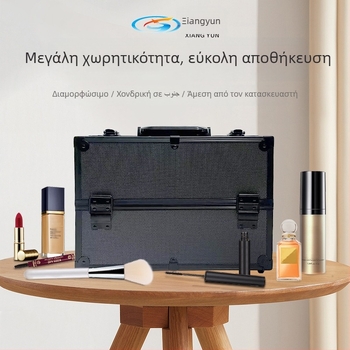 Φορητό κουτί μακιγιάζ και κοσμημάτων από κράμα αλουμινίου με κλειδαριά, επεκτεινόμενος εσωτερικός χώρος, κυλιόμενα ροδάκια