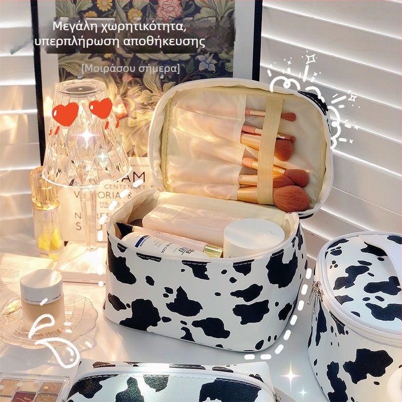 Τσαντάκι μακιγιάζ από PU με μοτίβο γάλακτος, επένδυση πολυεστέρα, θερμική μεταφορά, unisex
