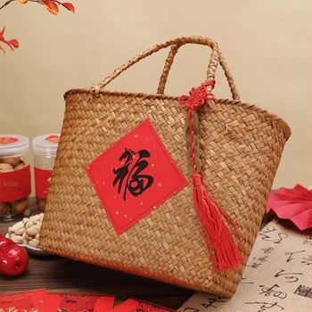 Mooncake gift box με χειροποίητο καλάθι από μπαμπού, Zhejiang προέλευση, χαρτόνι, ρετρό στυλ, κωδικός προϊόντος: Mid-autumn festival hand basket