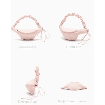 Τσάντα μέσης με κορδόνι — εξωτερικό νάιλον, κλείσιμο με φερμουάρ, επένδυση πολυεστέρα, εσωτερική θήκη εγγράφων, απαλή υφή