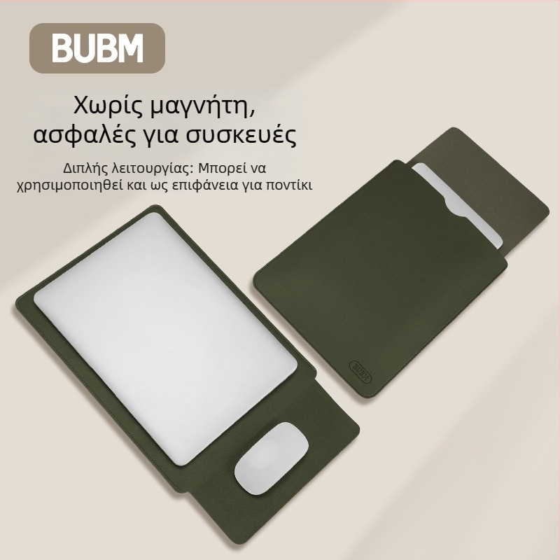 Θήκη για φορητό υπολογιστή από PU δέρμα, αδιάβροχη και ανθεκτική στη φθορά, με κάλυμμα ανοίγματος, εσωτερική θήκη για υπολογιστή, επένδυση από συνθετικό δέρμα