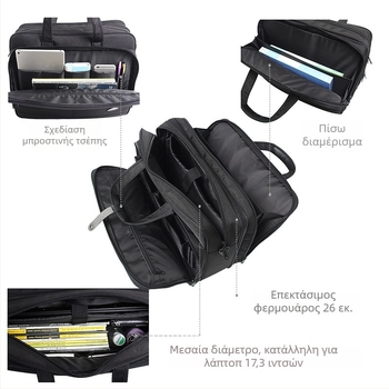 Επαγγελματικό χαρτοφυλάκιο, αδιάβροχο, ανθεκτικό στη φθορά, κατά της κλοπής, για επαγγελματικά ταξίδια, Oxford ύφασμα