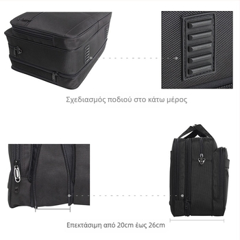 Επαγγελματικό χαρτοφυλάκιο, αδιάβροχο, ανθεκτικό στη φθορά, κατά της κλοπής, για επαγγελματικά ταξίδια, Oxford ύφασμα