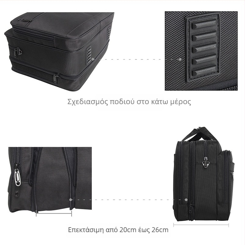 Επαγγελματικό χαρτοφυλάκιο, αδιάβροχο, ανθεκτικό στη φθορά, κατά της κλοπής, για επαγγελματικά ταξίδια, Oxford ύφασμα