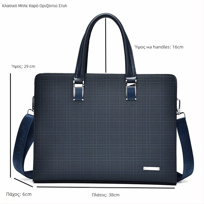 Ανδρική τσάντα crossbody για επιχειρηματικό στιλ — PVC υλικό; καρό μοτίβο; πολυεστερική επένδυση; ανθεκτική στη φθορά; μάρκα Nine Thousand Cats