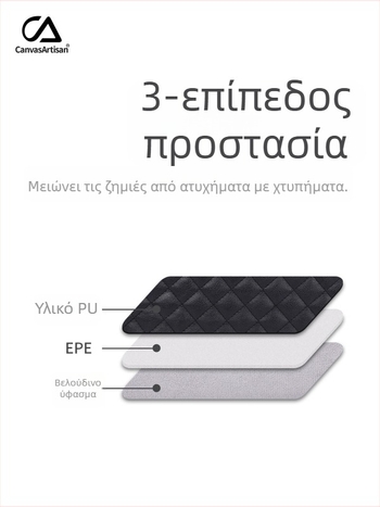 CanvasArtisan PU θήκη για φορητό υπολογιστή — καρό μοτίβο, ανθεκτικό στη φθορά, αντοχή σε κραδασμούς, επένδυση πολυεστέρα