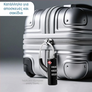 ΤSA κλειδαριά αποσκευών από κράμα ψευδαργύρου, μοντέλο H6312 – αριθμητικός κωδικός, 3 mm πάχος βέργας, κατάλληλο για βαλίτσες, σακίδια και μικρά ντουλάπια