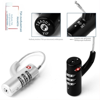 ΤSA κλειδαριά αποσκευών από κράμα ψευδαργύρου, μοντέλο H6312 – αριθμητικός κωδικός, 3 mm πάχος βέργας, κατάλληλο για βαλίτσες, σακίδια και μικρά ντουλάπια