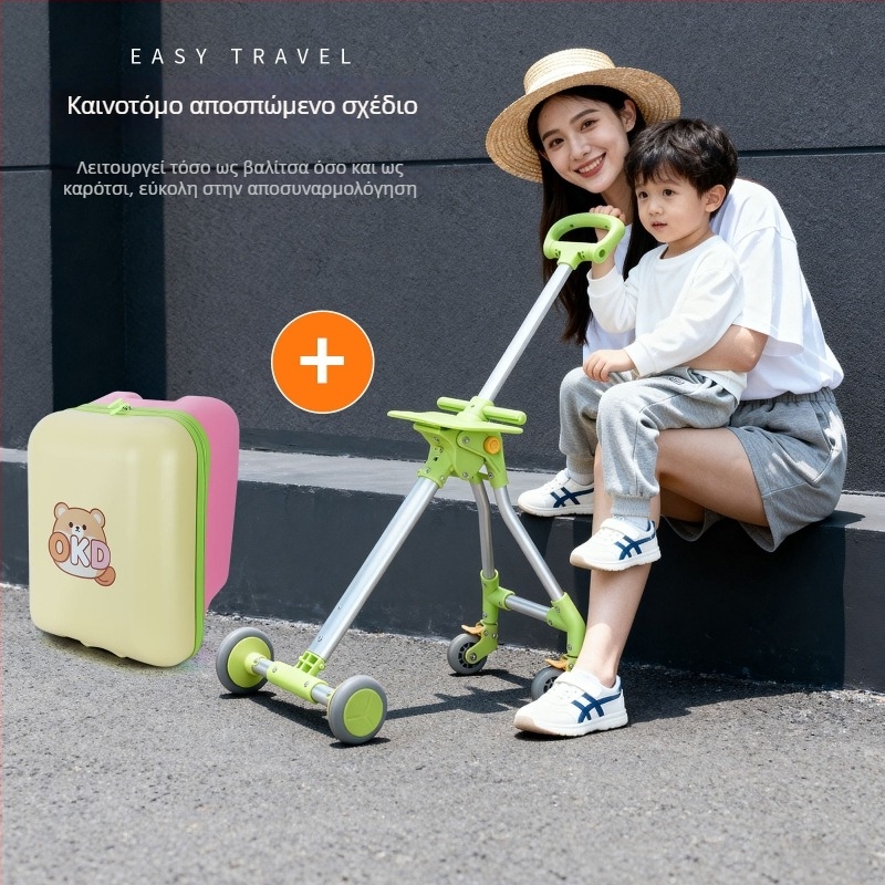 Παιδικό σετ αποσκευών με φρένα στους τροχούς, κατάλληλο ως χειραποσκευή, φερμουάρ, ABS, 3 kg