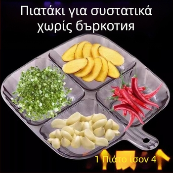 Defu πιάτο προετοιμασίας φαγητού – PP, κατάλληλο για τρόφιμα, με λαβή, διαιρεμένο πιάτο