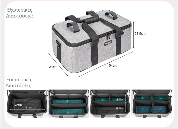 FOMITO DSLR τσάντα για Φωτογράφηση με ιμάντα ώμου и φωτιστικό, Καμβάς + Σκληρή Πλάκα, 2,8 kg