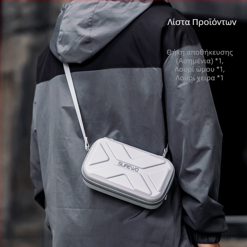 Surewo Αδιάβροχη τσάντα αποθήκευσης για DJI Pocket3/2, με ιμάντα ώμου και χεριού, επένδυση PU и σφουγγάρι, βάρος 280 g