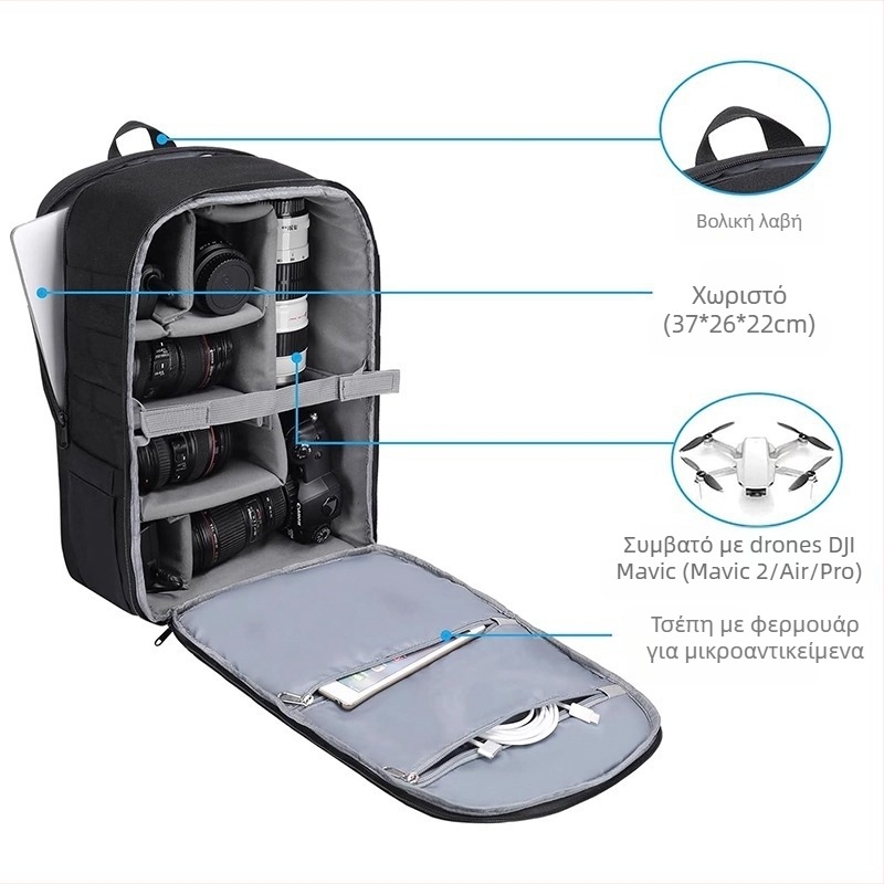 MOSISO Τσάντα DSLR κάμερας – Oxford ύφασμα, αναπνεύσιμη και αδιάβροχη, στυλ σακίδιο με καμπύλο ιμάντα ώμου