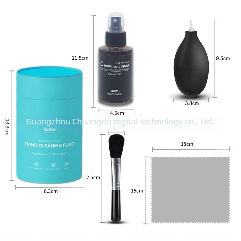 Chuangdu cd-1122 Σετ καθαρισμού για φορητό υπολογιστή, κινητό και ψηφιακή κάμερα — περιλαμβάνει απορρυπαντικό, πανί, βούρτσα και αεροφυσητήρα αέρα; Έτος κυκλοφορίας 2020