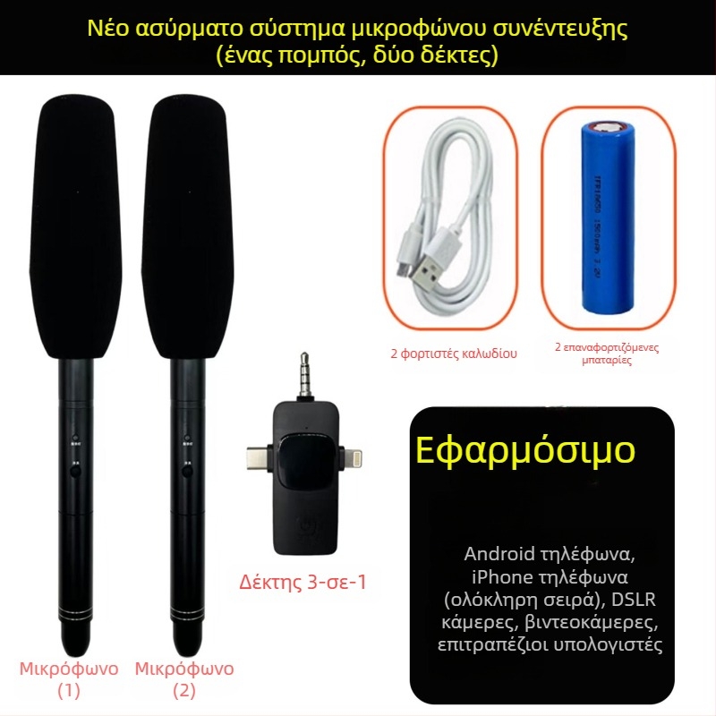 Επαγγελματικό μικρόφωνο καταγραφής συνεντεύξεων - Καρδιοειδές, ενσύρματο, διάρκεια μπαταρίας 12 ωρών και άνω, SNR ≥85 dB, Μοντέλο C01