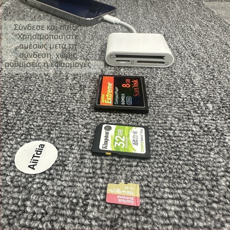 Αναγνώστης καρτών Τρία σε Ένα CF/SD/TF για iOS – Εξωτερικός αναγνώστης υψηλής ταχύτητας, υποστηρίζει CF, SD, SDHC, TF και MicroSD