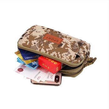 Τσάντα μέσης για άνδρες από καμουφλαρισμένο Oxford ύφασμα, θήκη με φερμουάρ κατά της κλοπής, κάθετος τετράγωνος σχεδιασμός, κατασκευή 3 επιπέδων