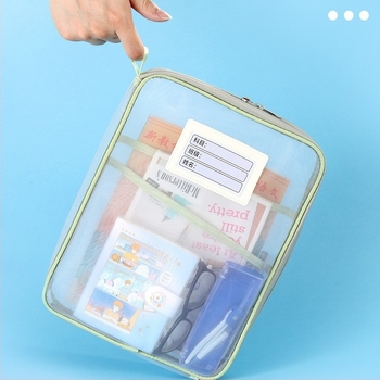 Kang Bai Τσάντα Μαθημάτων με L-τύπου Μεγάλο Άνοιγμα, Νάιλον Δικτυωτό Υλικό, Φερμουάρ