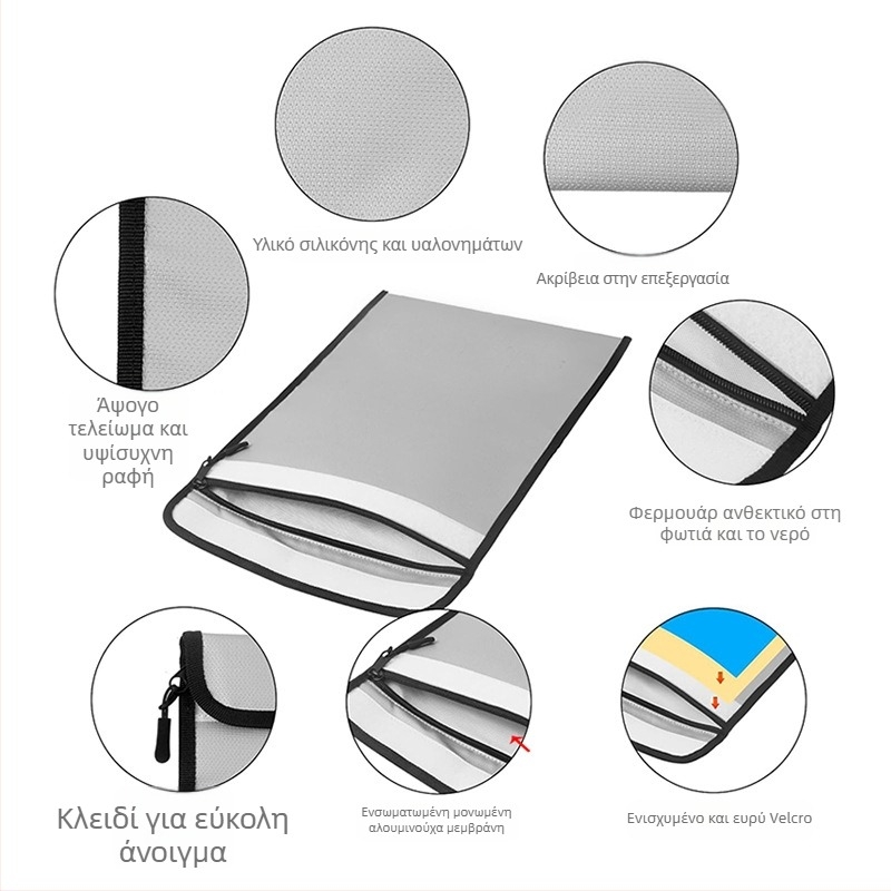 Φάκελος εγγράφων με πυρασφάλεια, υψηλής θερμικής αντίστασης, αδιάβροχος και ανθεκτικός στην υγρασία, με φερμουάρ, ύφασμα από ρευστό σιλικόνη ινώδες