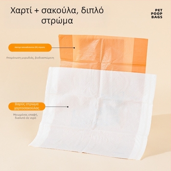 Σακούλες απορριμμάτων σκύλων, διπλού στρώματος, παχιές, από μη υφασμένο υλικό, με επίπεδο άνοιγμα, μιας χρήσης