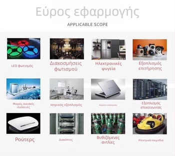 Gransheng GLS-24 Τροφοδοτικό με θήκη καουτσούκ, είσοδος 12V 2A, έξοδοι 24V/5V/9V (10W/12W/18W/24W)