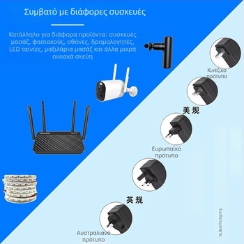 Gransheng GLS-24 Τροφοδοτικό με θήκη καουτσούκ, είσοδος 12V 2A, έξοδοι 24V/5V/9V (10W/12W/18W/24W)