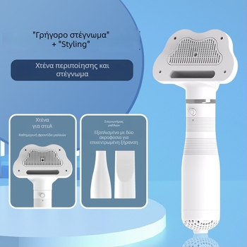 Συσκευή στεγνώματος τριχώματος κατοικίδιων και εργαλείο περιποίησης, τύπος Boom, 2000W+, Προστασία από υπερθέρμανση, Καθολική συμβατότητα