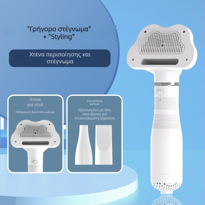 Συσκευή στεγνώματος τριχώματος κατοικίδιων και εργαλείο περιποίησης, τύπος Boom, 2000W+, Προστασία από υπερθέρμανση, Καθολική συμβατότητα