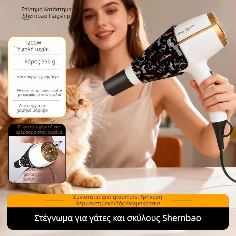 Hd-101 Στεγνωτήρας τρίχας για κατοικίδια (γάτες και σκύλοι), κινητήρας AC, 1200–1599 W, 220 V, Προστασία από υπερθέρμανση