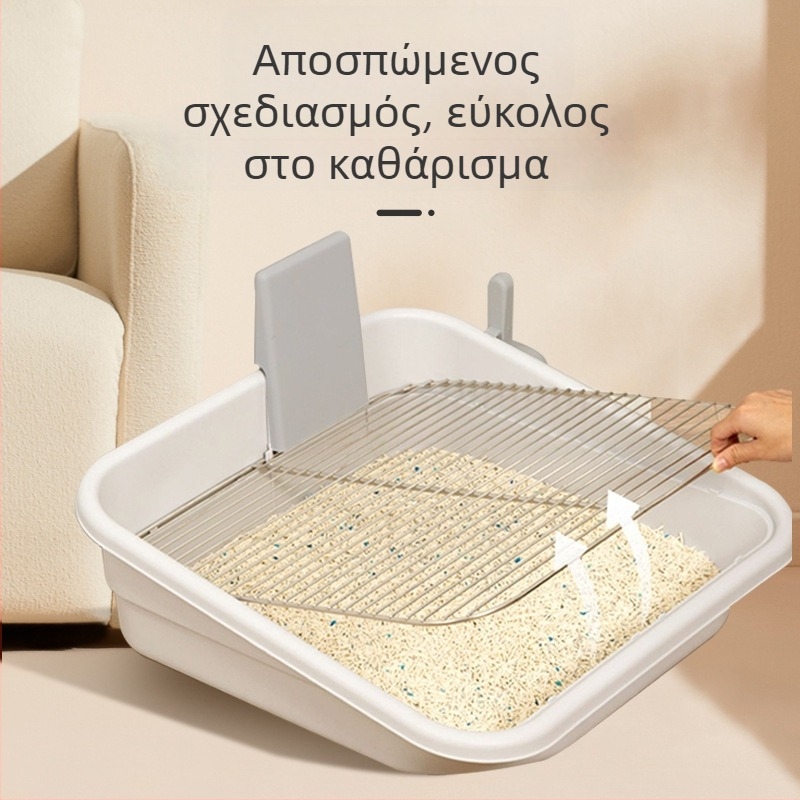 LUSMO Τουαλέτα σκύλου από ανοξείδωτο ατσάλι με υψηλό προστατευτικό περίβλημα και μεταλλικό πλέγμα, μεγάλη εσωτερική τουαλέτα για σκύλους