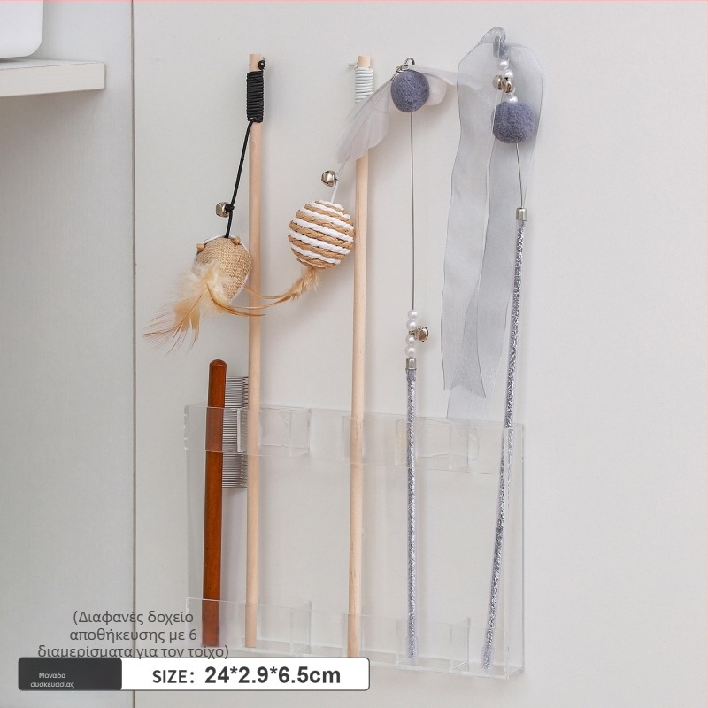 Επιτοίχιος οργανωτής ειδών κατοικίδίων για παιχνίδια γάτας και αξεσουάρ — εγκατάσταση χωρίς διάτρηση; PET υλικό; ορθογώνιος σχεδιασμός; μοντέρνο μινιμαλιστικό στυλ; αποθήκευση και οργάνωση.