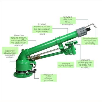 Ακροφύσιο ψεκασμού με ατμοποιημένο ψεκασμό, ανοξείδωτο ατσάλι, για οικιακή κηπουρική και γεωργική άρδευση