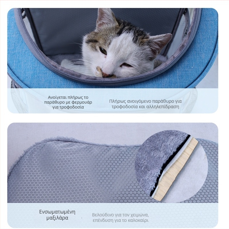 Σακίδιο κατοικίδιου με σχέδιο διαστημικής κάψουλας, πολυεστέρας, χωρητικότητα 15, διπλοί ιμάντες