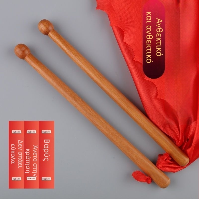 Ράβδοι για τύμπανο μέσης, ζεύγος – ξύλο jujube (jujube wood), μοντέλο 2, ασημί φινίρισμα, χρυσά επικάλυψη, σετ 2