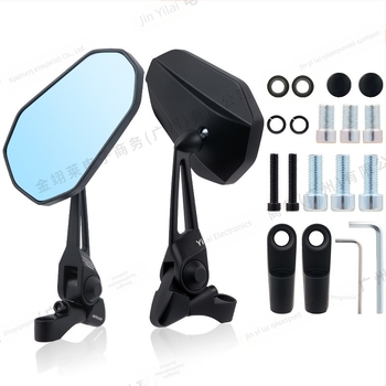 Καθρέφτης οπισθοπορείας μοτοσικλέτας με αλουμινένιο περίβλημα, τετράγωνος καθρέφτης, μοντέλο Hsj-20118, συμβατός με M8/M10